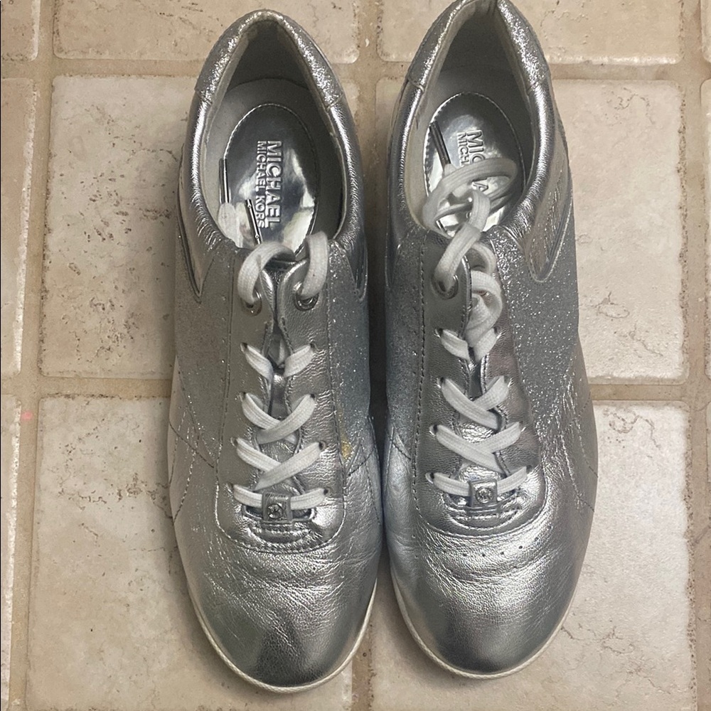 Michael Kors Silver Sneakers with Minimalist Design
